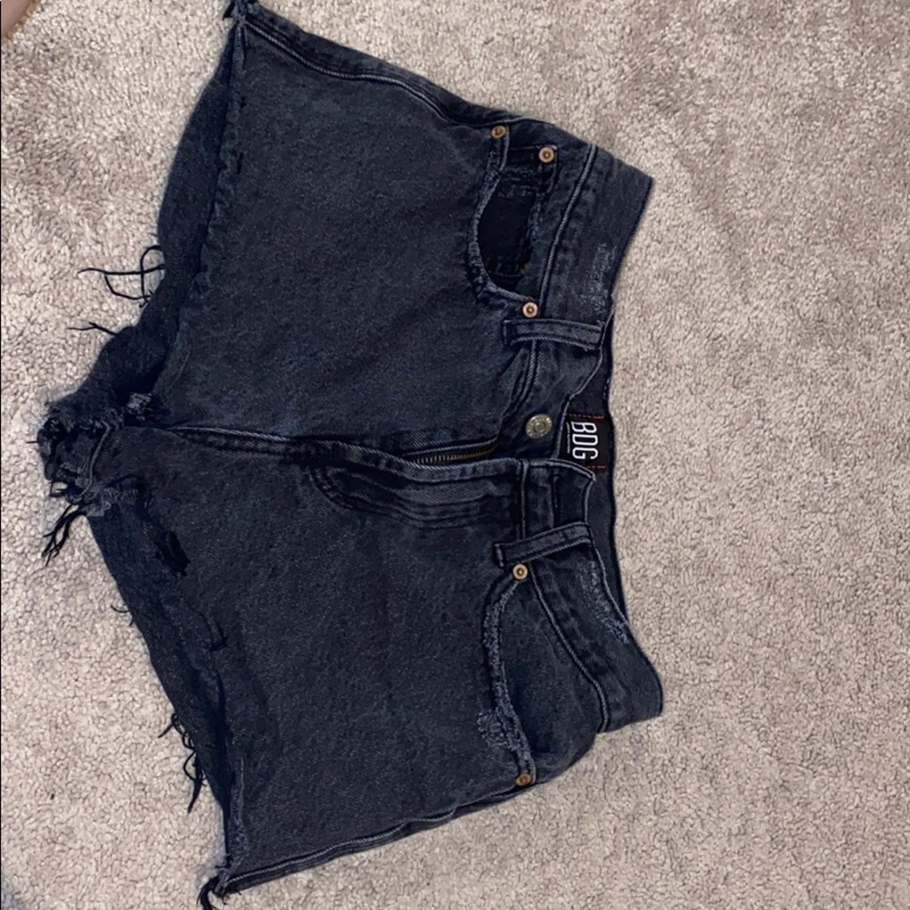 Black wash denim shorts